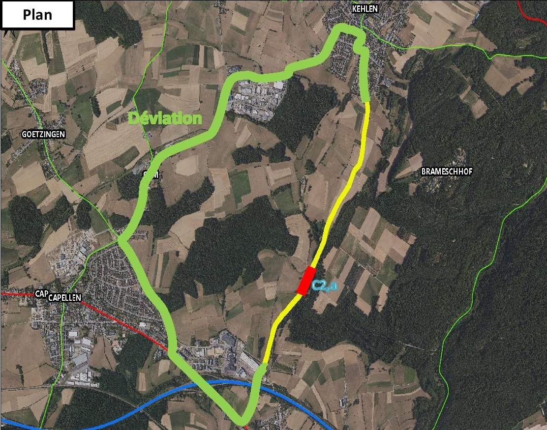 Roadworks: The CR102 between Kehlen and Mamer will be closed to traffic
