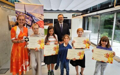 Diplomas and medals for several local children