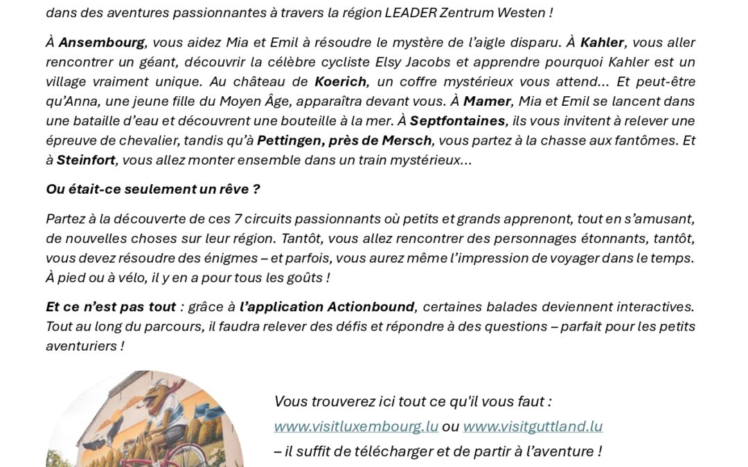 Mia & Emil : partez à l’aventure en famille à Mamer et dans la région !