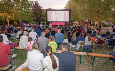 Brill Park has been transformed into a large movie theater
