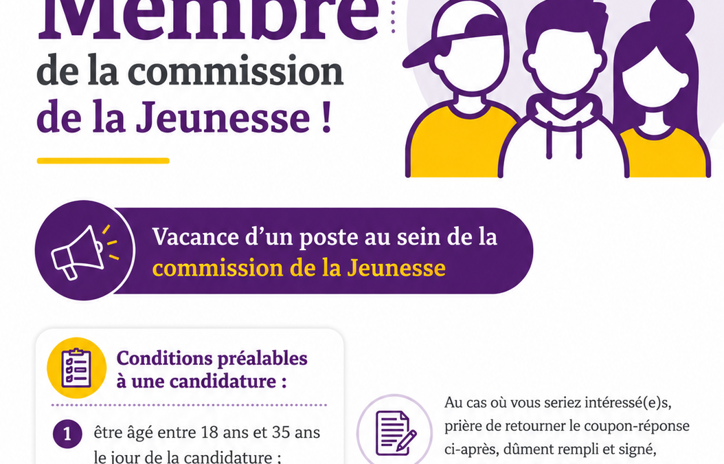Appel à candidature: Rejoignez la commission de la Jeunesse