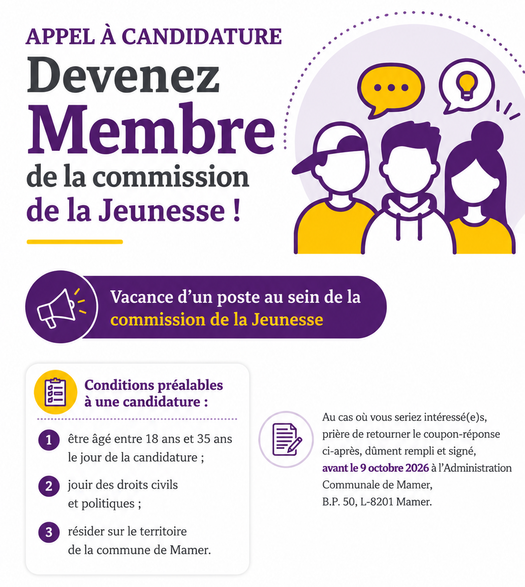 Appel à candidature: Rejoignez la commission de la Jeunesse