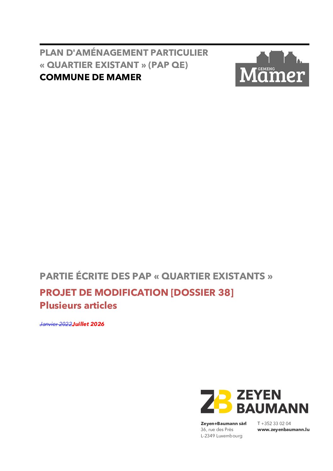 Projet de modification PAP QE partie écrite - modifications (août 2026)