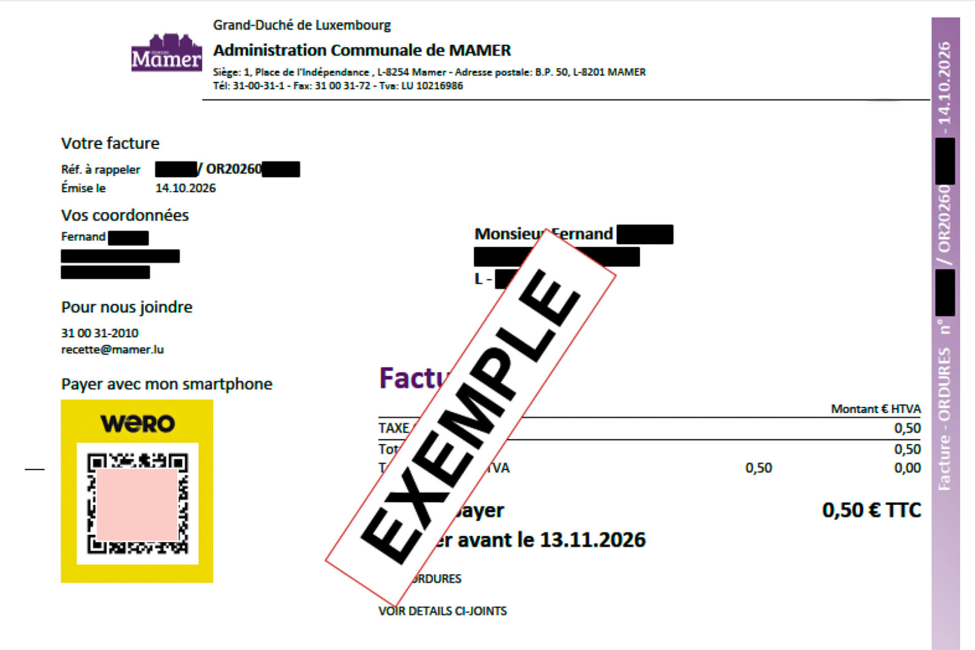 WERO remplace PAYCONIQ sur les factures communales